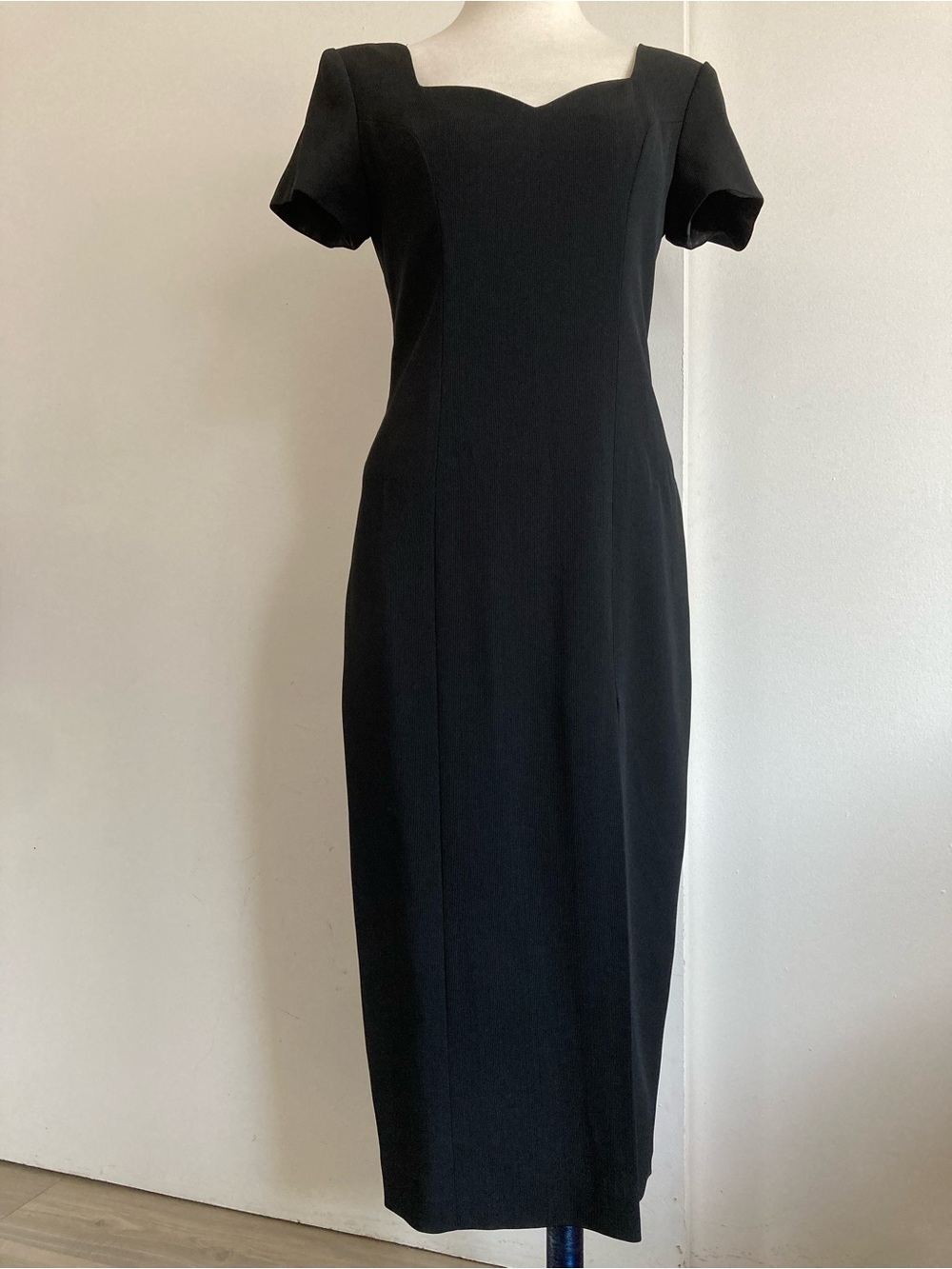 Liz Claiborne Black Midi Dress with Sweetheart Neckline